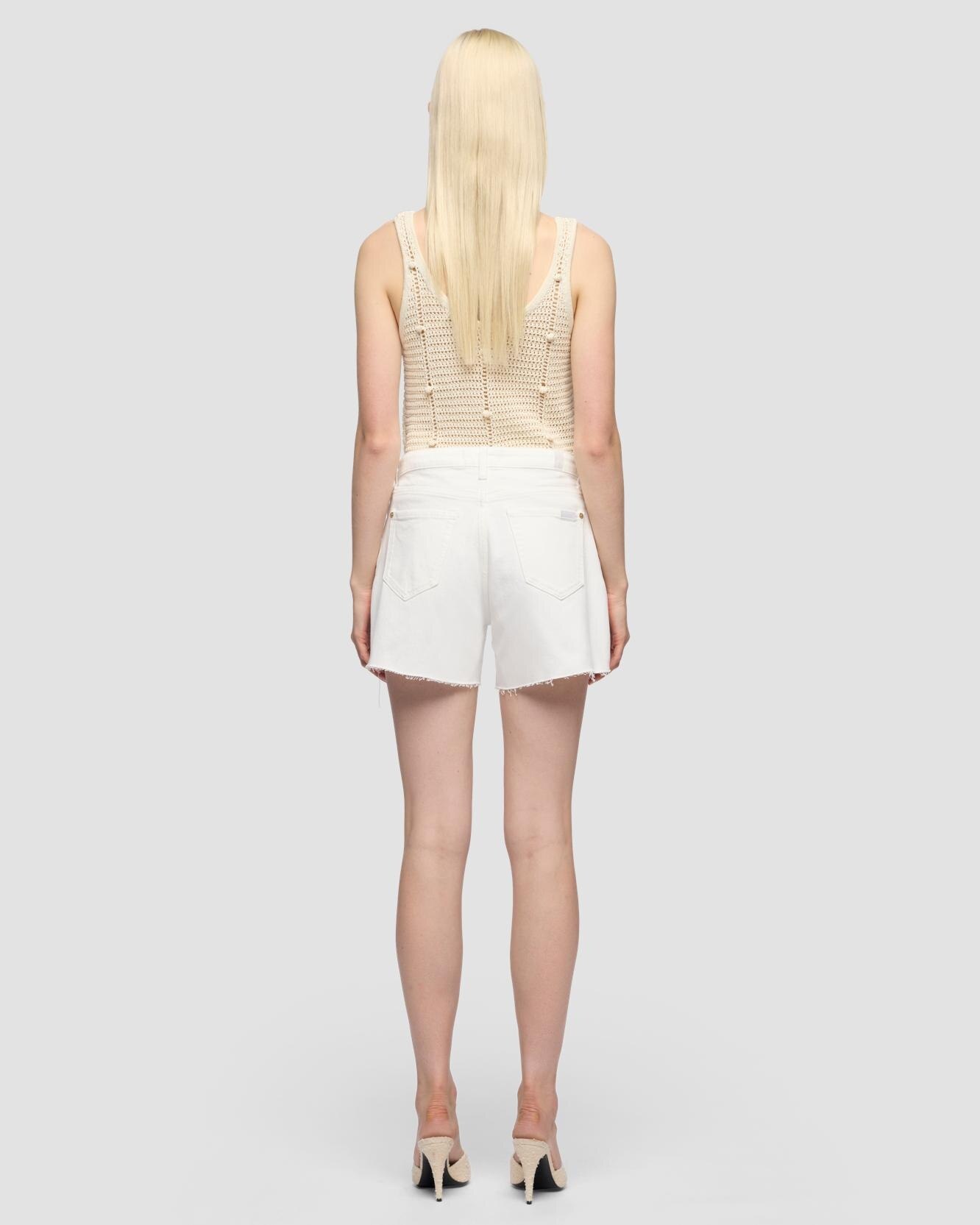 Shorts de mujer monroe de tiro alto - 7 For all mankind - Blanco Blanco-3