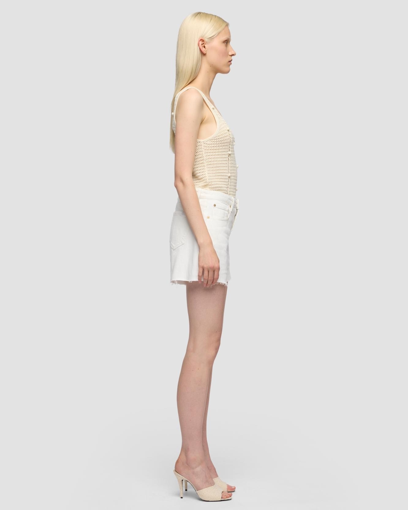 Shorts de mujer monroe de tiro alto - 7 For all mankind - Blanco Blanco-5