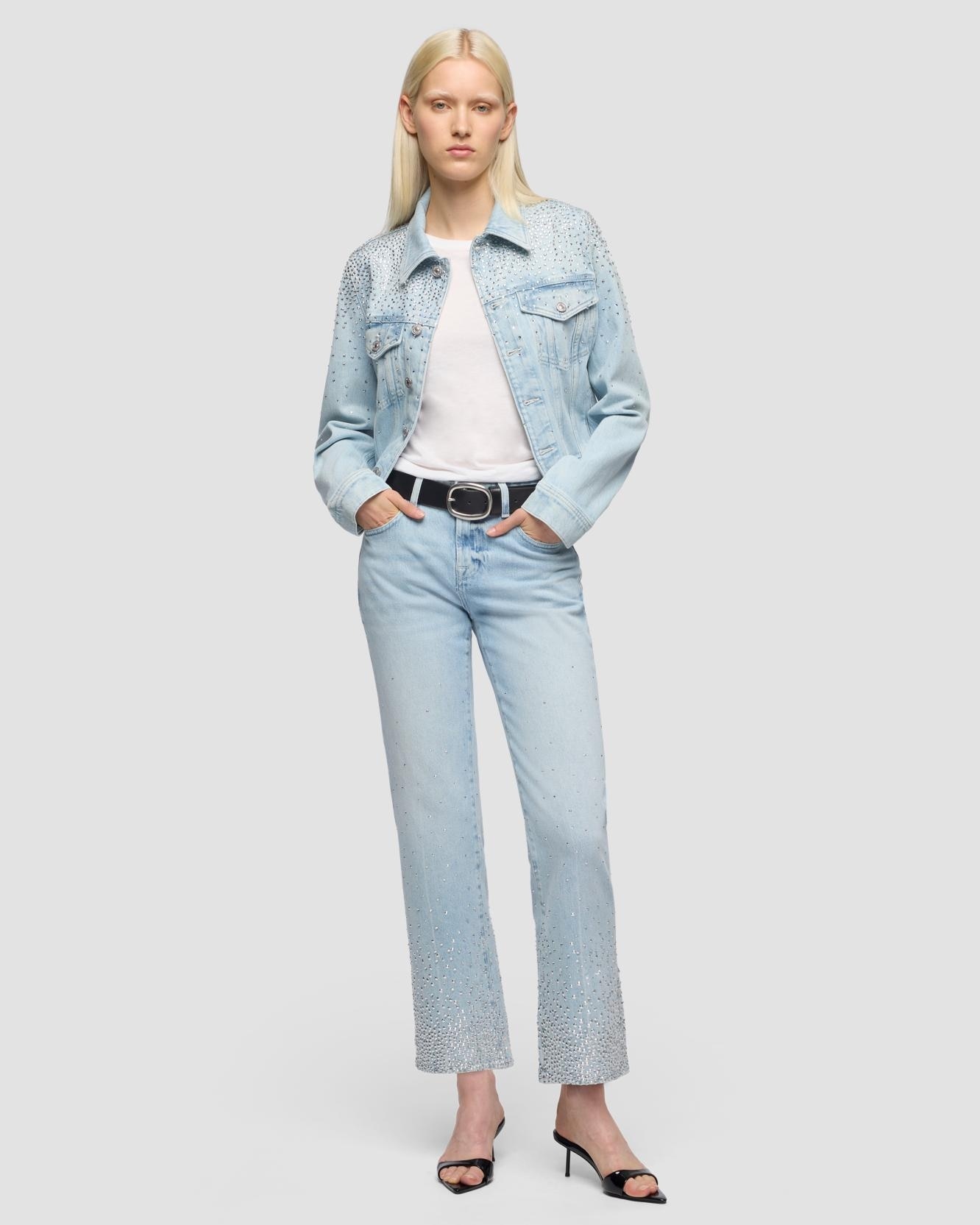 Pantalones rectos de mujer calie straight ankle de tiro medio - 7 For all mankind - Azul claro Azul claro-1