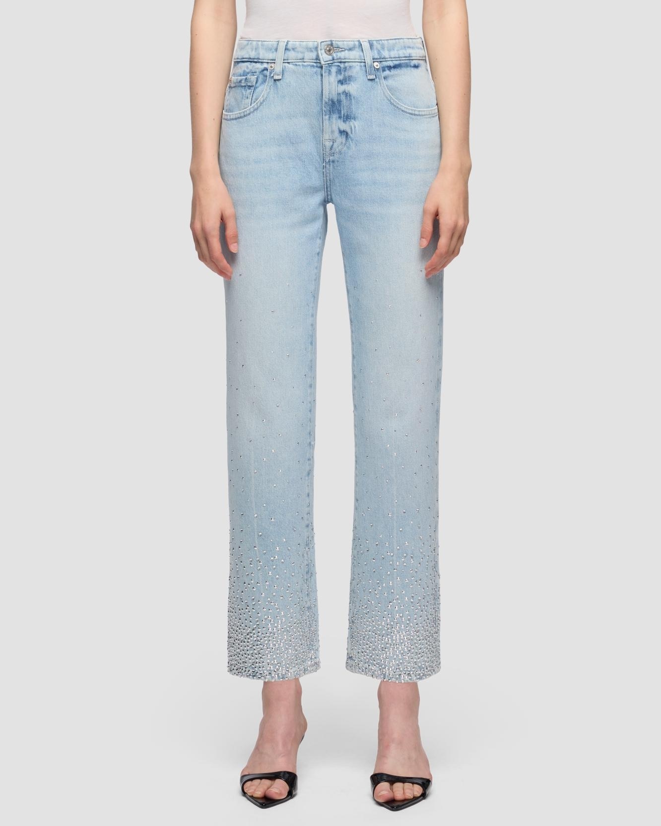 Pantalones rectos de mujer calie straight ankle de tiro medio - 7 For all mankind - Azul claro Azul claro-2
