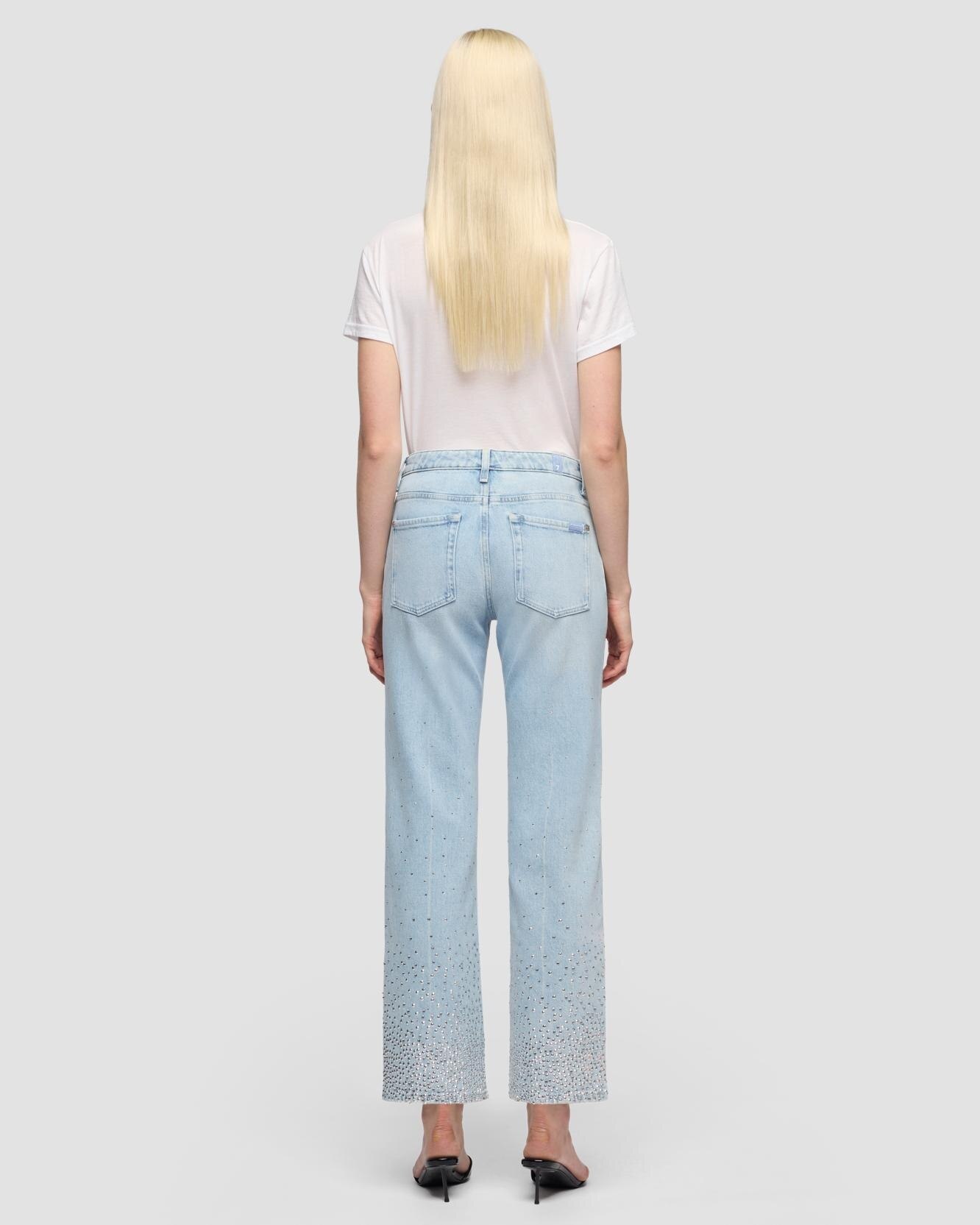 Pantalones rectos de mujer calie straight ankle de tiro medio - 7 For all mankind - Azul claro Azul claro-3