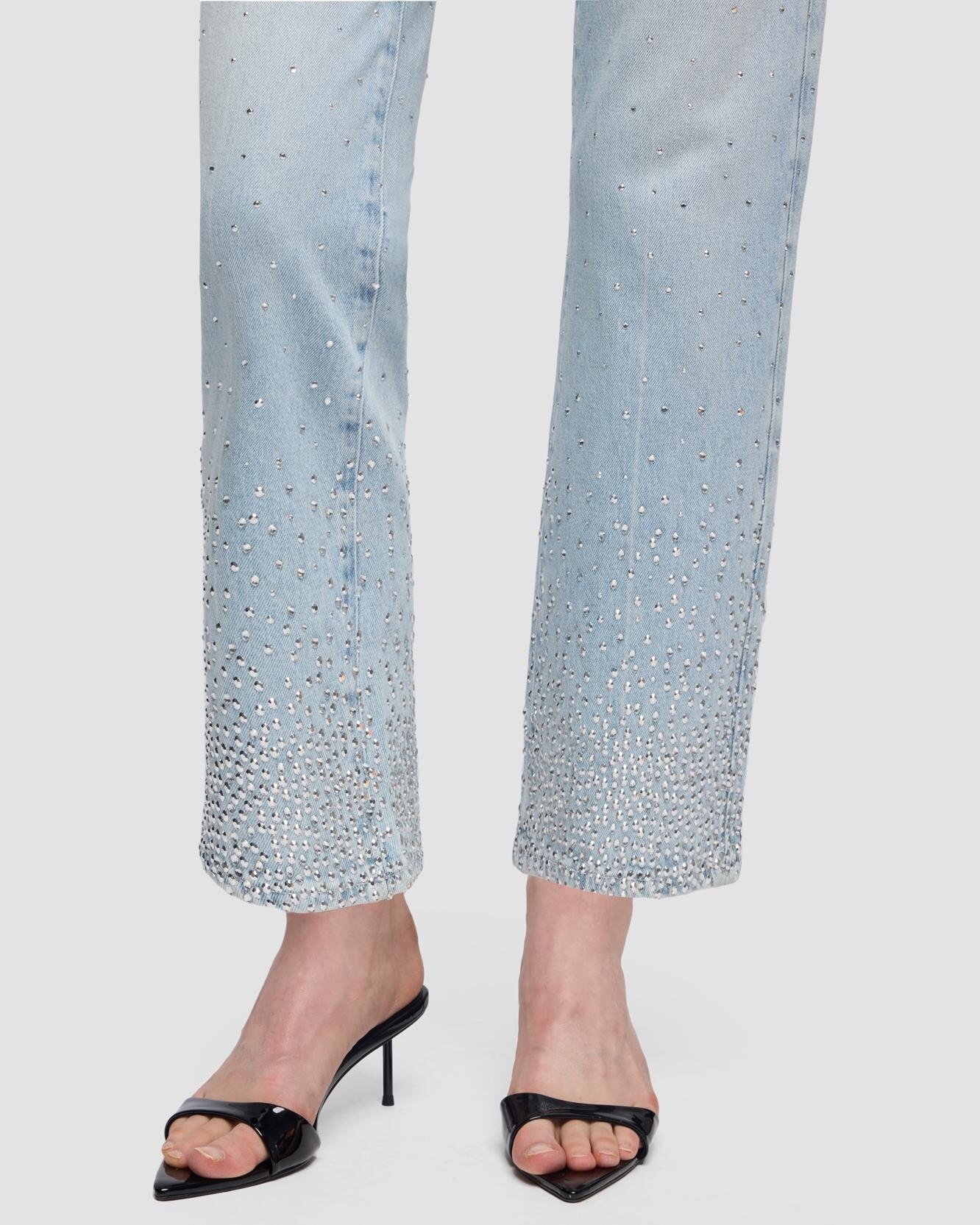 Pantalones rectos de mujer calie straight ankle de tiro medio - 7 For all mankind - Azul claro Azul claro-4