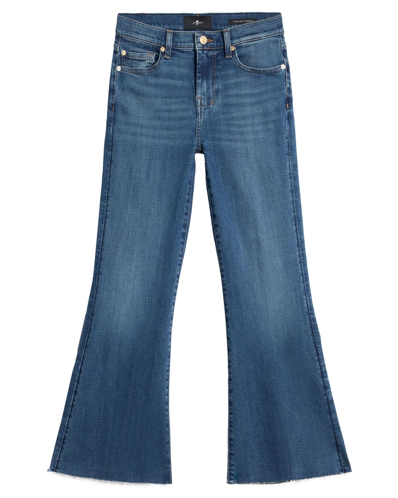 Pantalones de campana de mujer cropped dojo de tiro medio - 7 For all mankind - Azul Azul-6