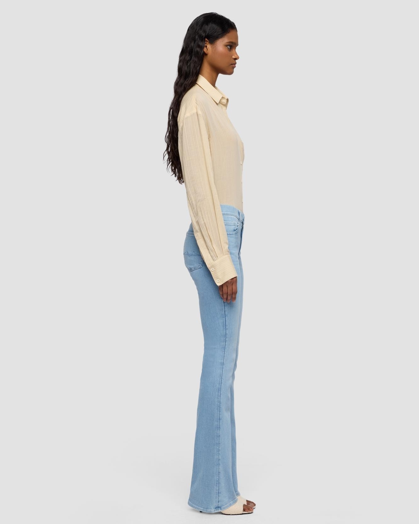 Pantalones de campana de mujer bootcut de tiro medio - 7 For all mankind - Azul claro Azul claro-5