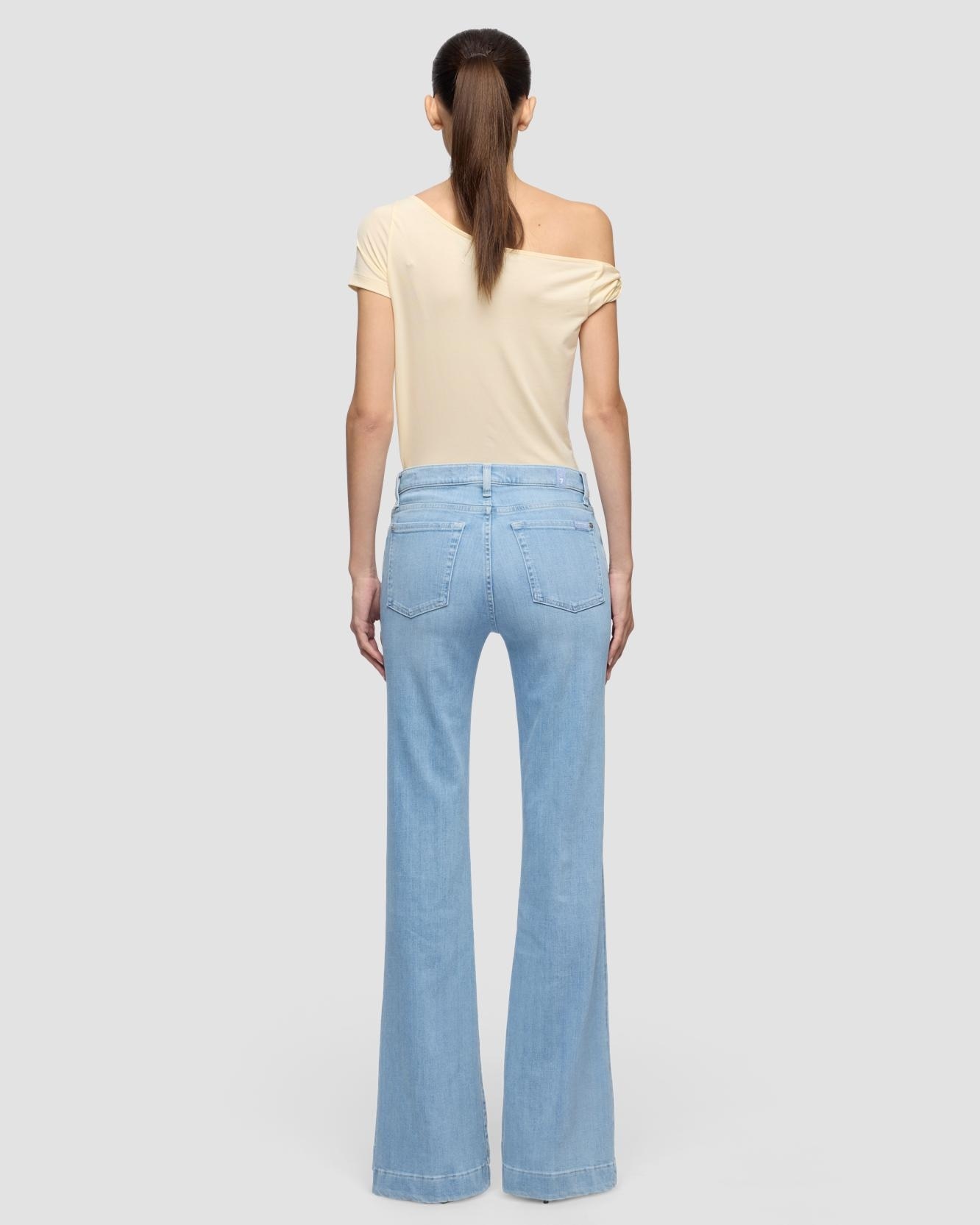 Pantalones de campana de mujer dojo de tiro alto - 7 For all mankind - Azul claro Azul claro-3