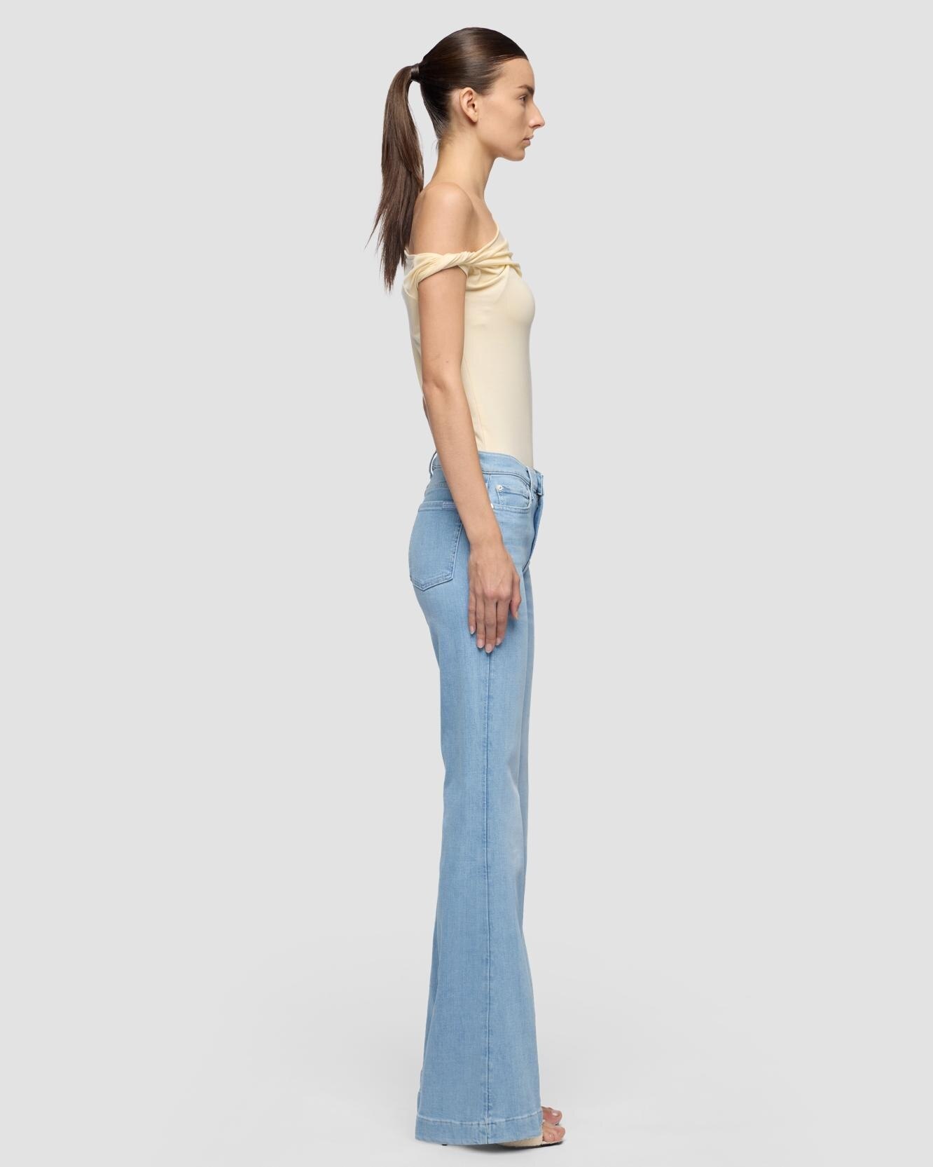 Pantalones de campana de mujer dojo de tiro alto - 7 For all mankind - Azul claro Azul claro-5