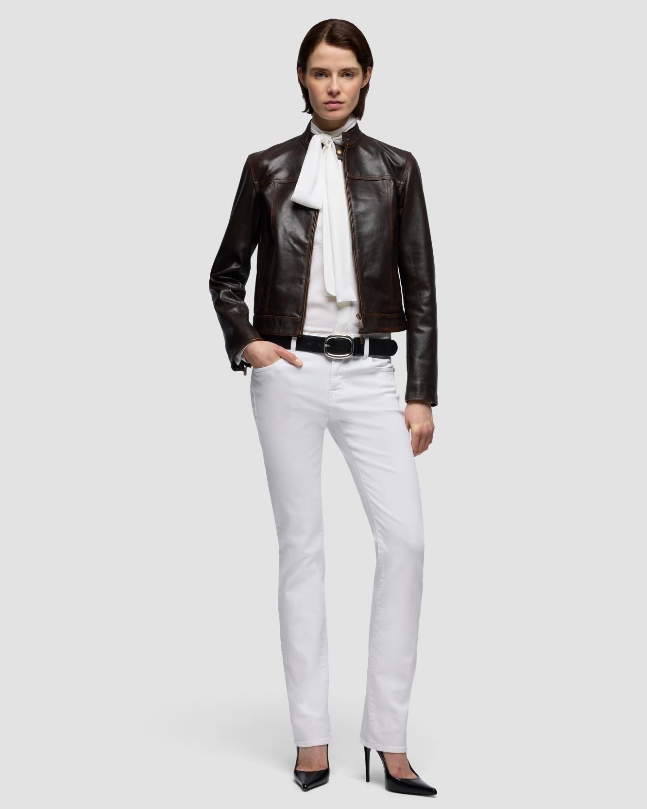 7 For all mankind - Pantalones rectos de mujer the slim con cintura alta.
