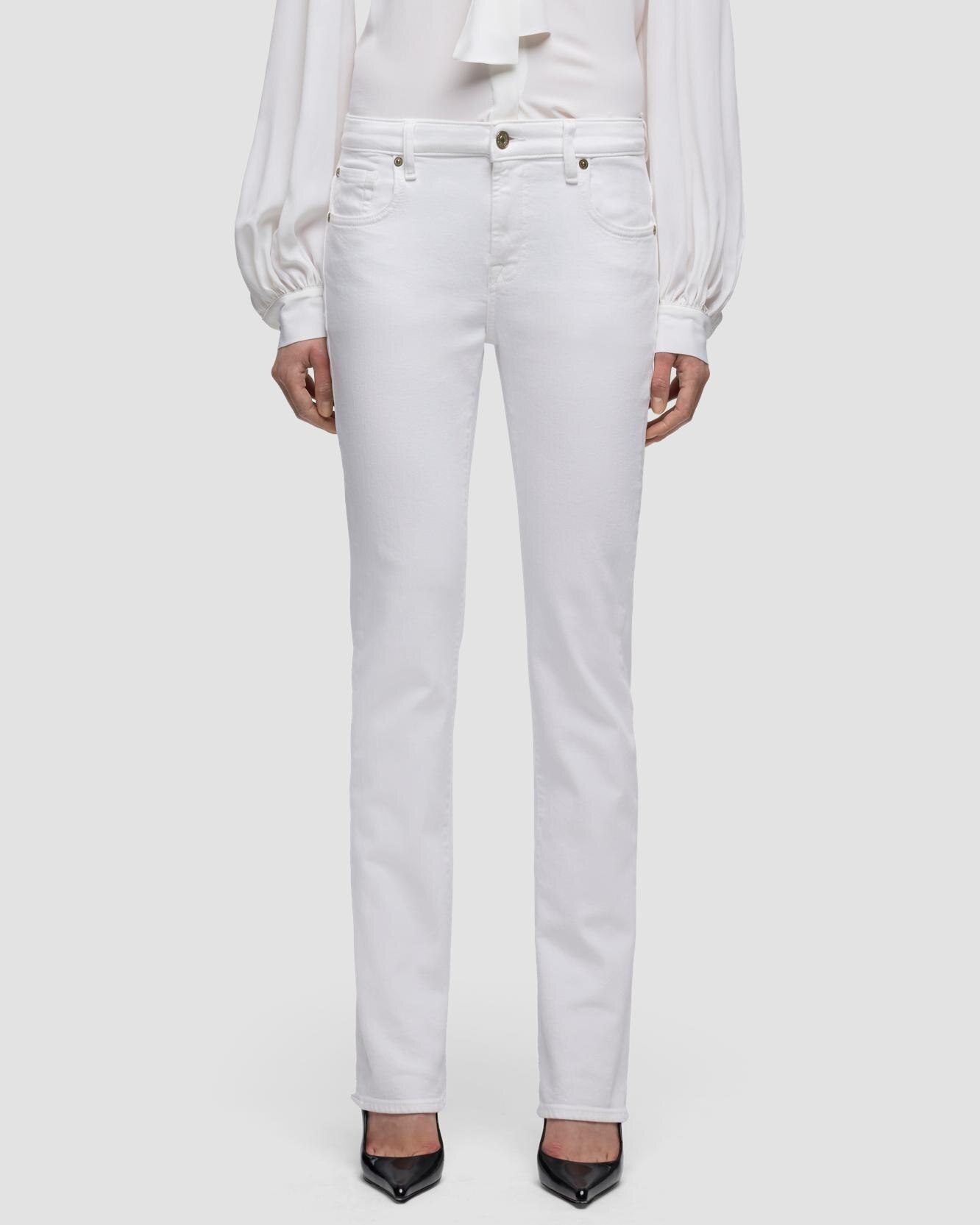 Pantalones rectos de mujer the slim con cintura alta - 7 For all mankind - Blanco Blanco-2