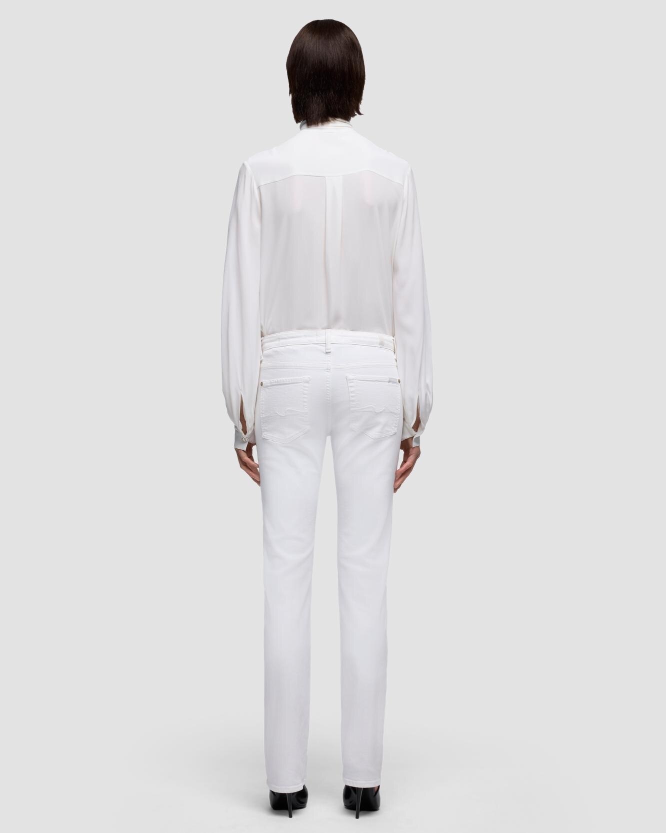 Pantalones rectos de mujer the slim con cintura alta - 7 For all mankind - Blanco Blanco-3