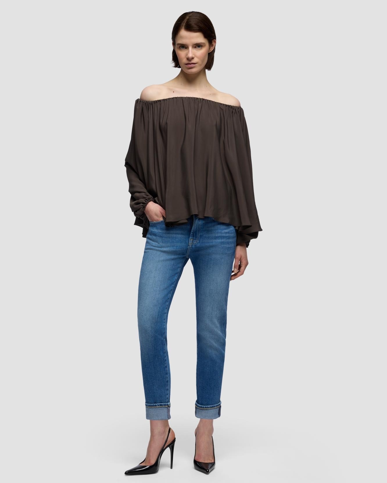7 For all mankind - Vaqueros pitillo de mujer relaxed skinny con cintura media.