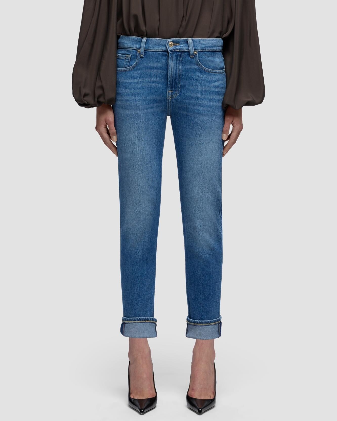 Vaqueros pitillo de mujer relaxed skinny con cintura media - 7 For all mankind - Azul Azul-2
