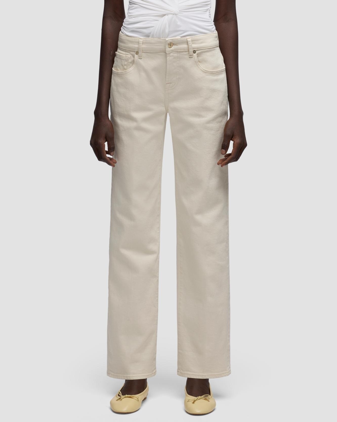 Pantalones rectos de mujer calie straight con cintura baja - 7 For all mankind - Blanco Blanco-2