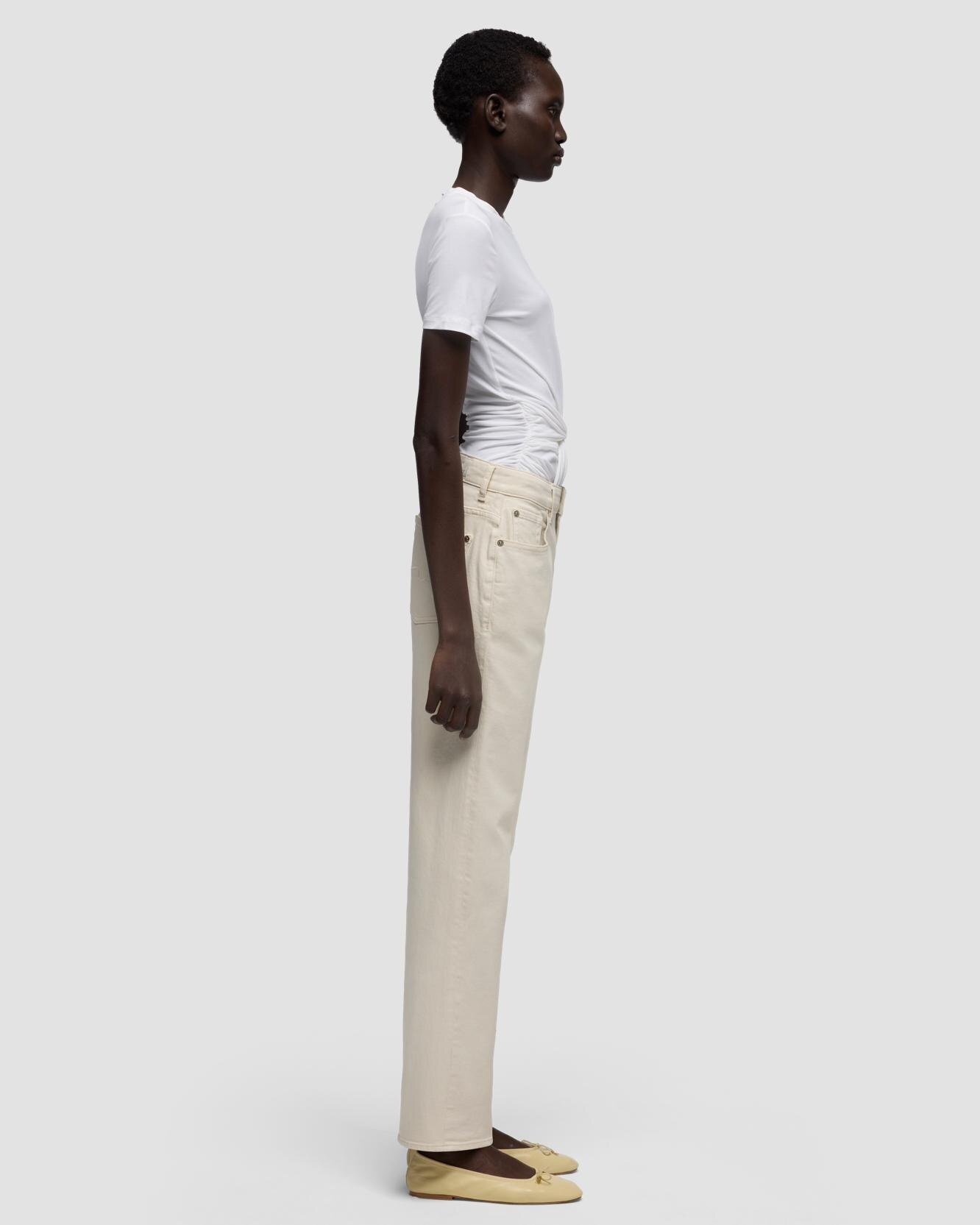 Pantalones rectos de mujer calie straight con cintura baja - 7 For all mankind - Blanco Blanco-5