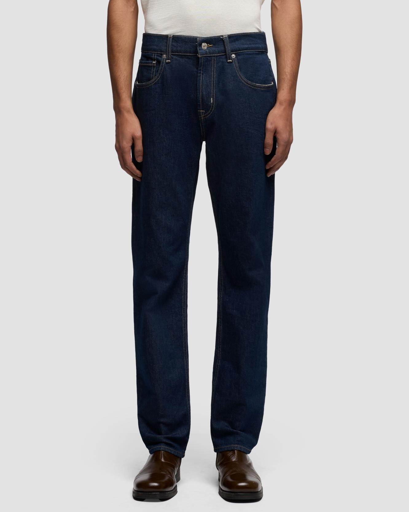 Vaqueros de hombre regular de tiro medio en color marino - 7 For all mankind - Azul Azul-2