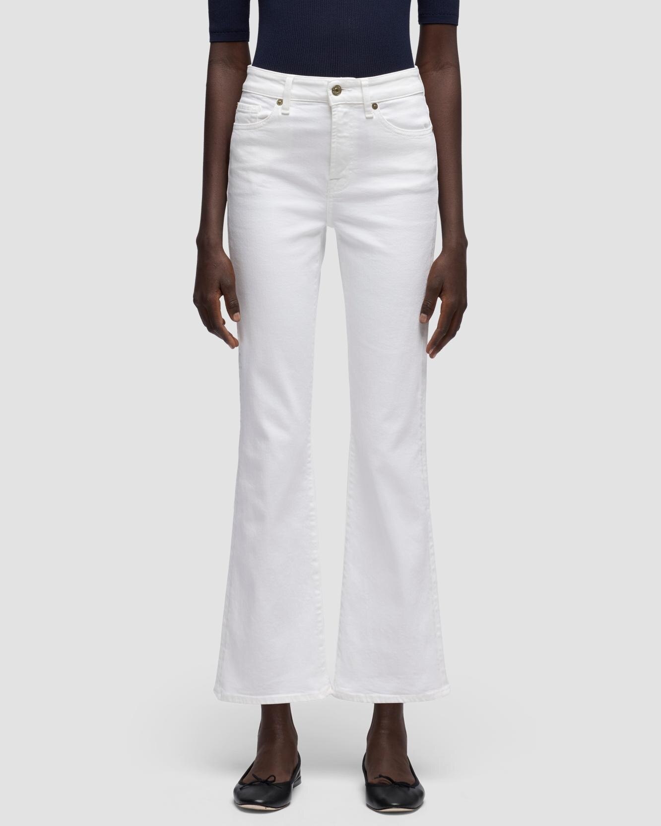 Pantalones de campana de mujer cropped boot con cintura media - 7 For all mankind - Blanco Blanco-2