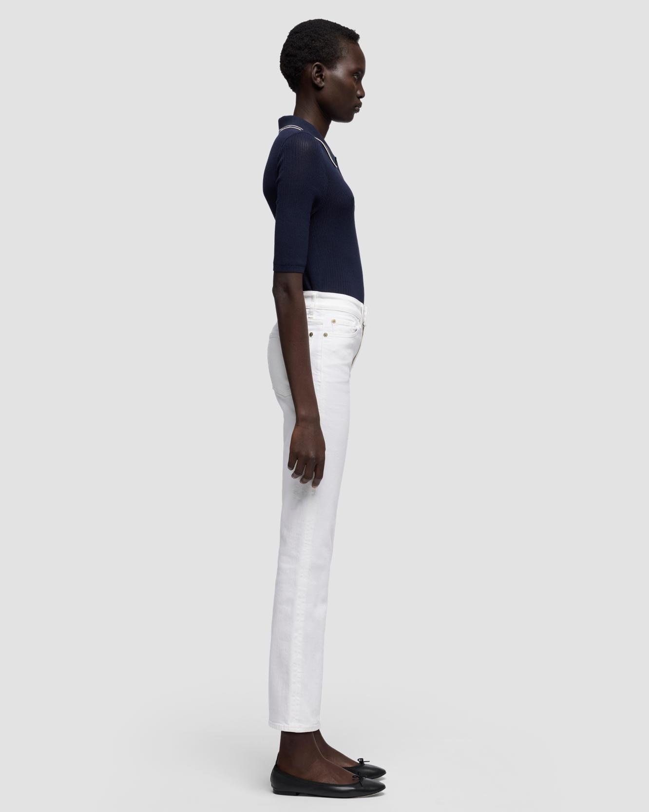 Pantalones de campana de mujer cropped boot con cintura media - 7 For all mankind - Blanco Blanco-5