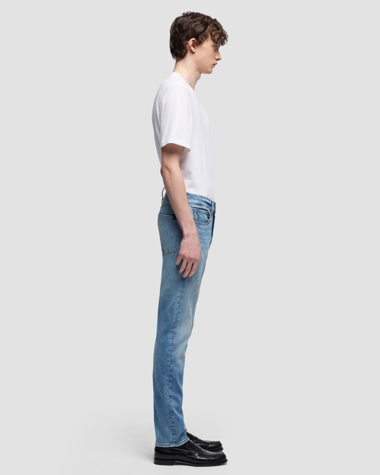 Imagen 5 de Pantalones de hombre slim de tiro medio en color beige - 7 For all mankind - Azul claro Azul claro