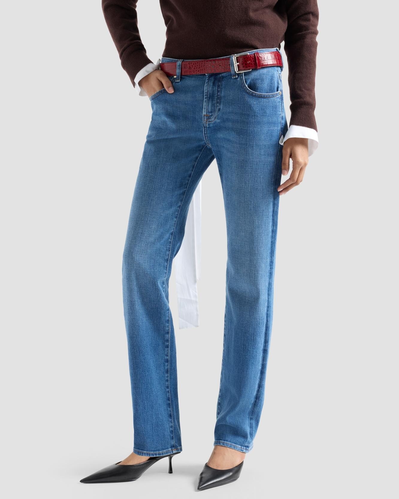 Vaqueros rectos de mujer the slim con cintura media - 7 For all mankind - Azul claro Azul claro-2