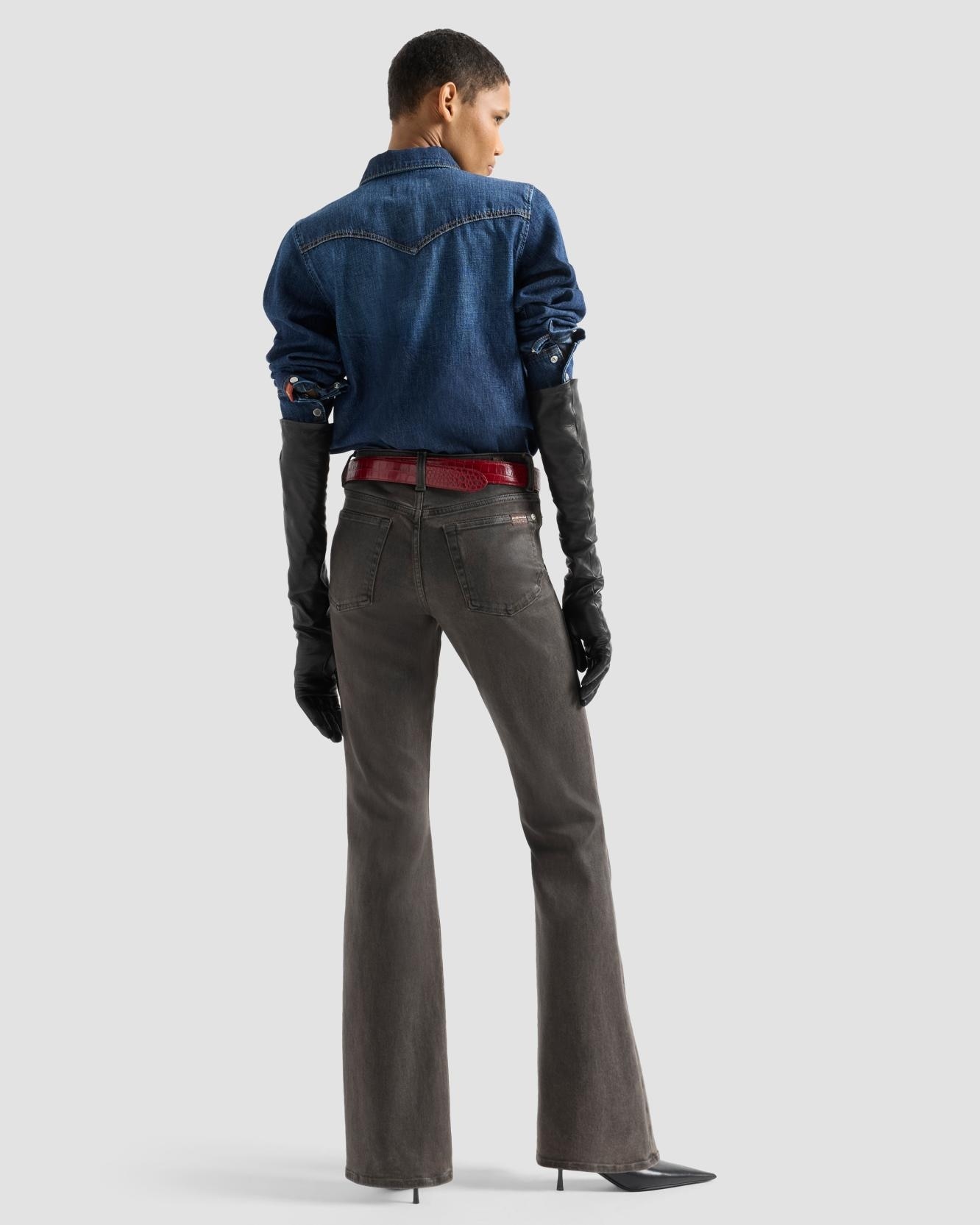 Camiseta de mujer en denim con botones y manga larga - 7 For all mankind - Azul marino Azul marino-3