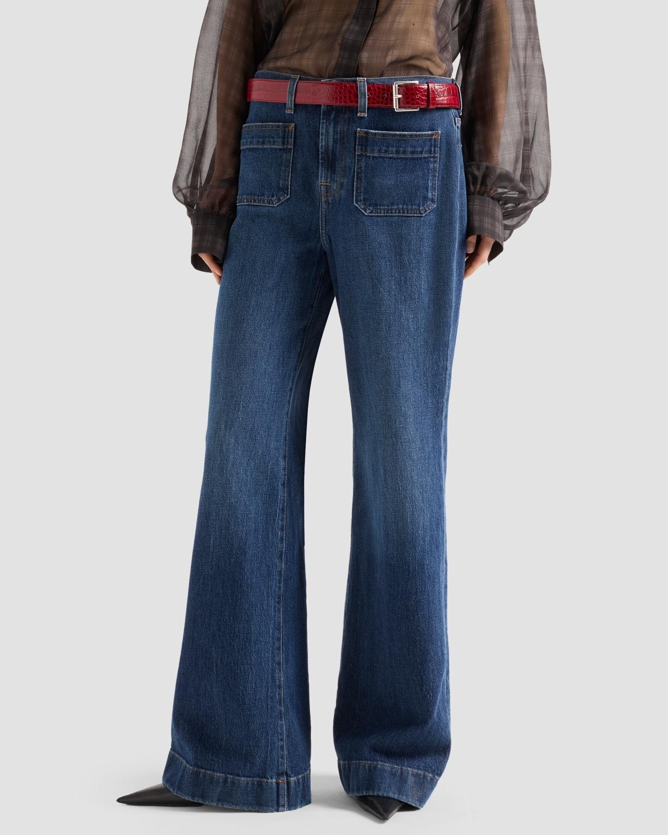 Vaqueros campana de mujer modern dojo con cintura alta - 7 For all mankind - Azul marino Azul marino-2