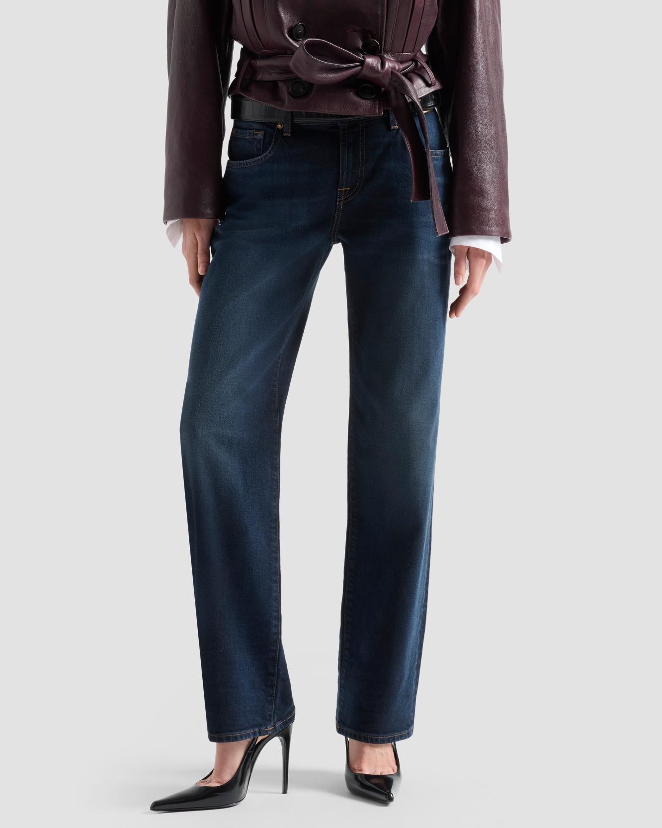 Imagen 2 de Vaqueros rectos de mujer calie straight con cintura media - 7 For all mankind - Azul marino Azul marino