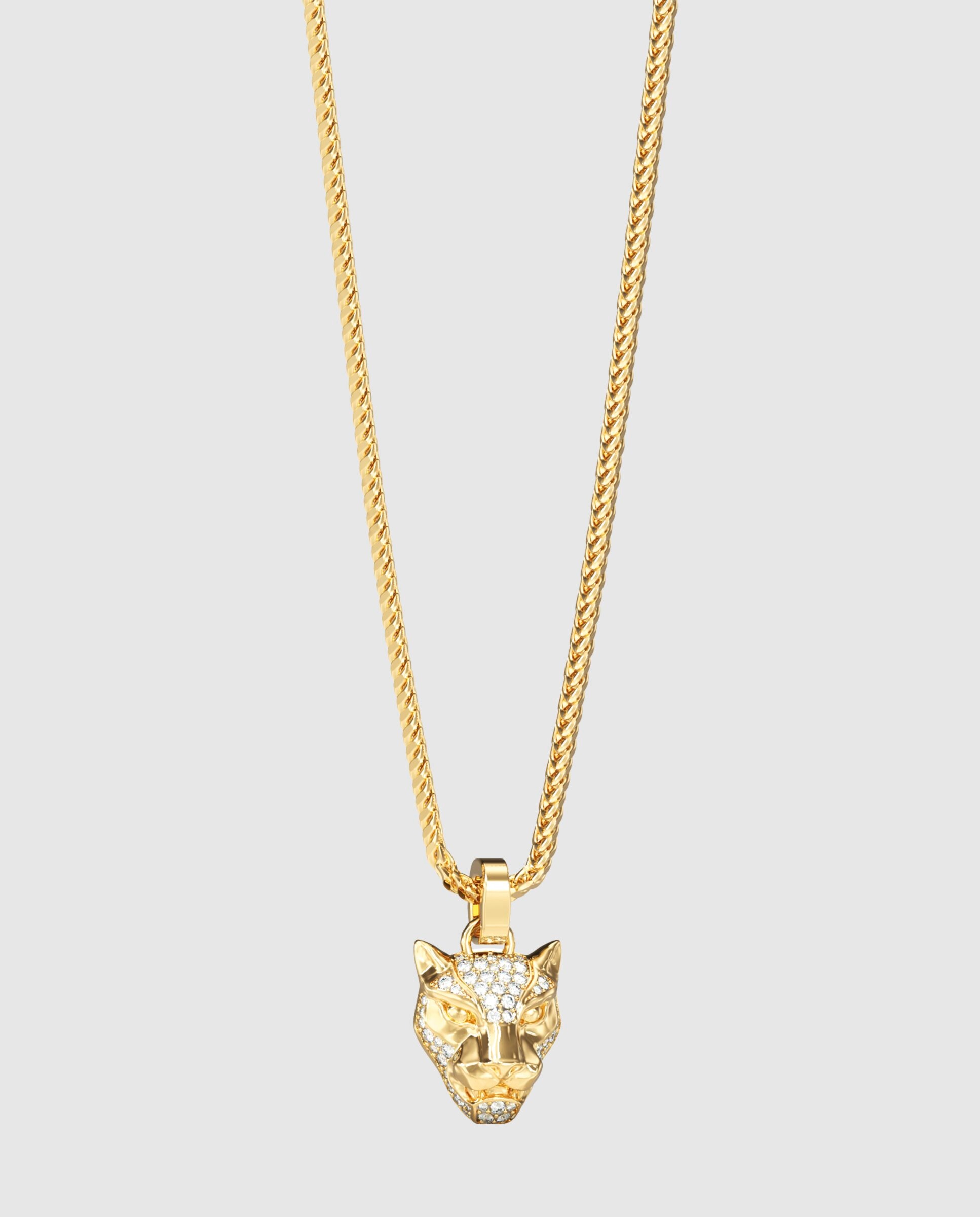 Imagen 0 de Collar de hombre panther de acero dorado Oro