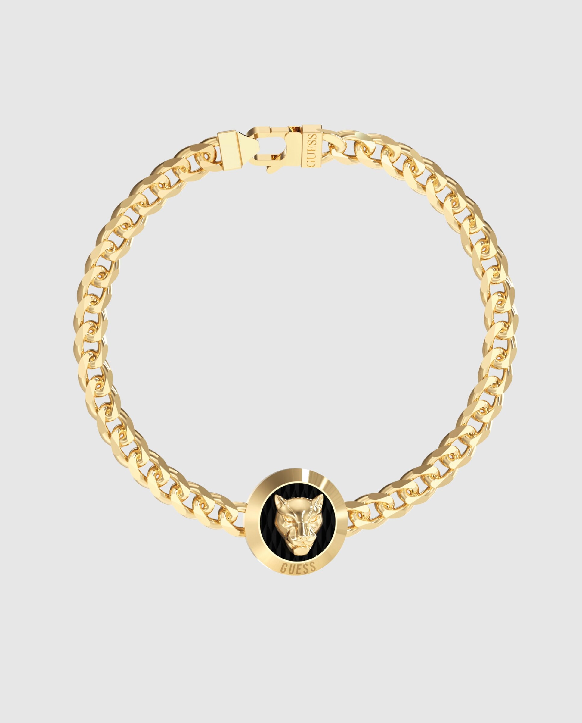 Imagen 0 de Pulsera de hombre panther de acero dorada Oro