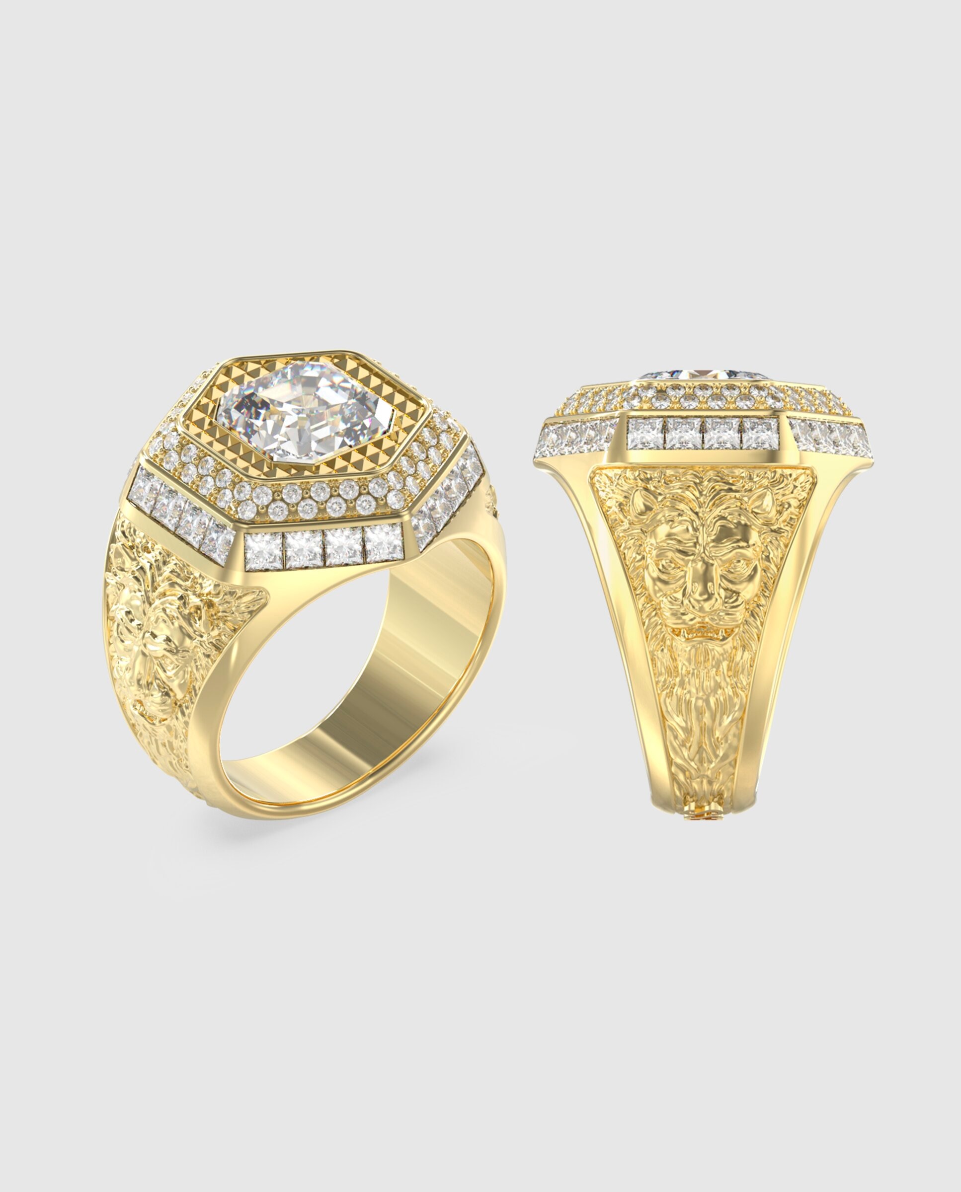 Imagen 0 de Anillo de hombre lion king de acero dorado Oro