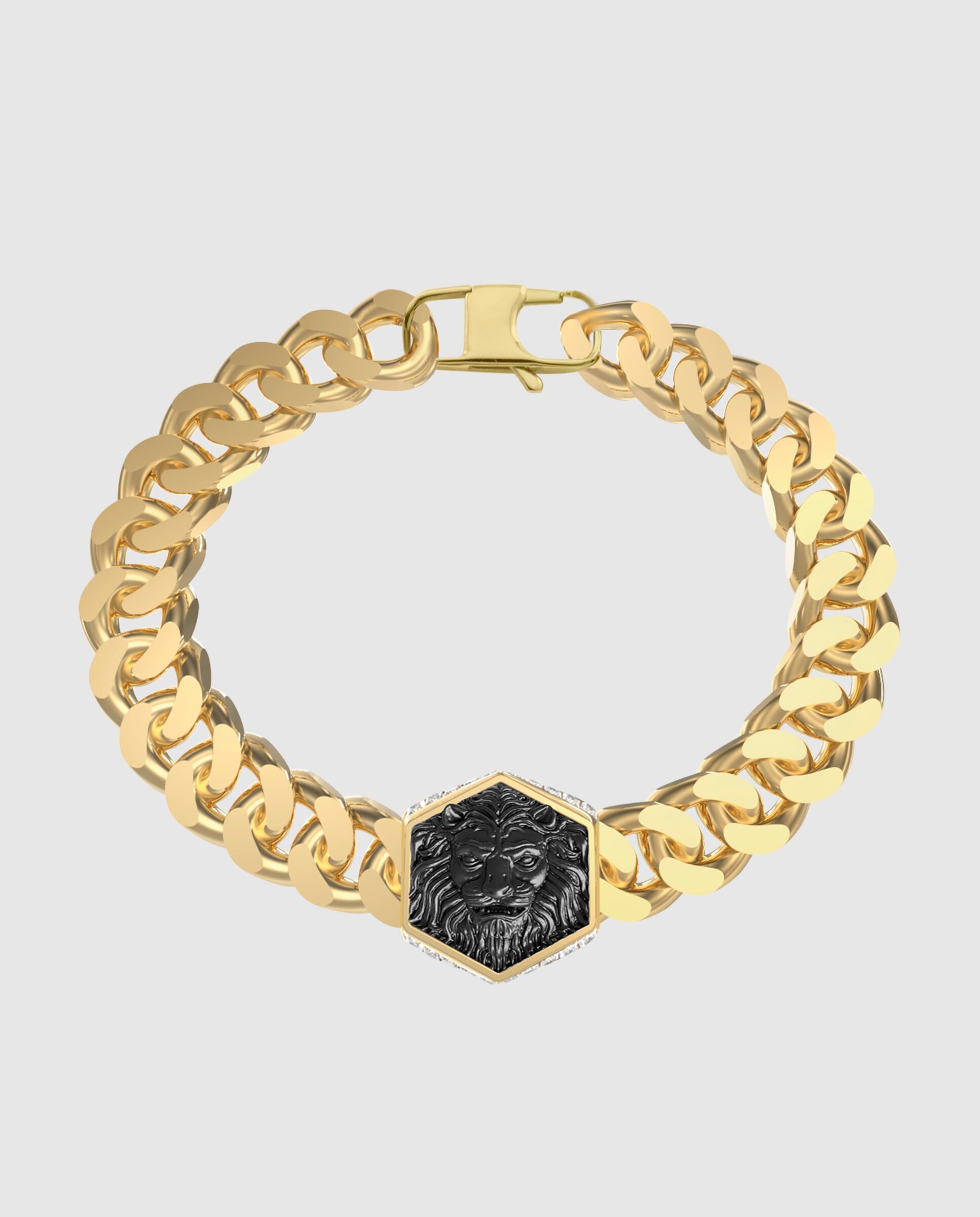 Imagen 0 de Pulsera de hombre lion king de acero dorada Oro