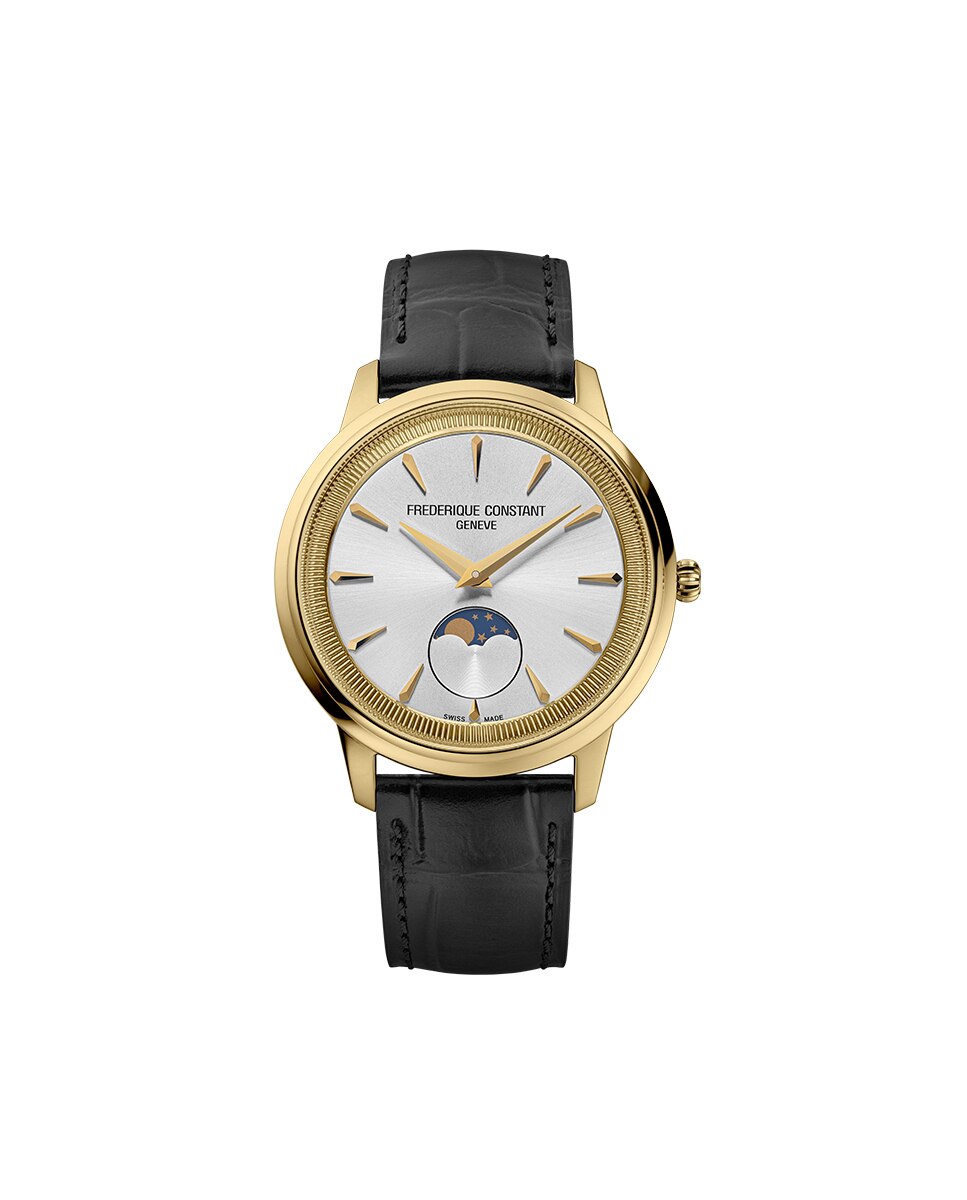 Imagen 0 de Reloj de hombre/mujer classics moneta moonphase fc-206s3s5 caja de acero color oro amarillo 37 mm esfera plata Marrón