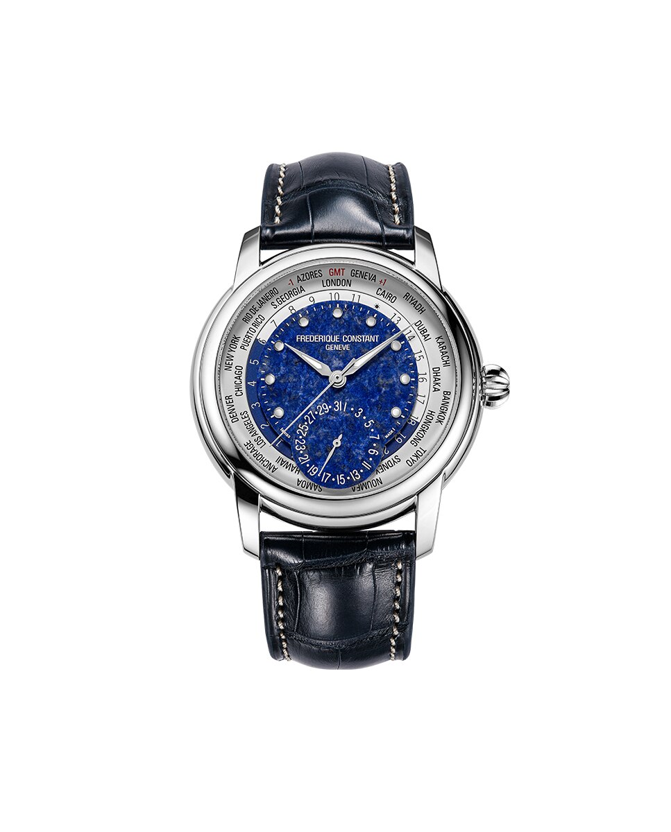 Imagen 0 de Reloj automático de hombre manufacture classic worldtimer fc-718la4h6 caja de acero 42 mm esfera azul (efecto lapis lazuli) Azul