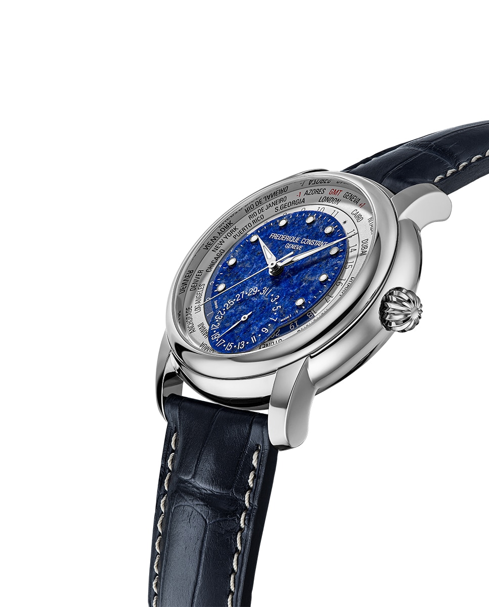 Reloj automático de hombre manufacture classic worldtimer fc-718la4h6 caja de acero 42 mm esfera azul (efecto lapis lazuli) - Frederique Constant - Azul Azul-3