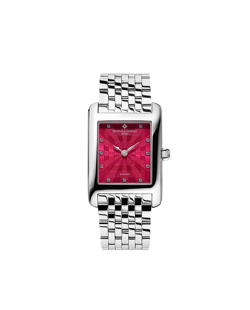 Imagen 0 de Reloj de mujer classics carree small seconds fc-200pi2c6b caja de acero 36x25.20 mm esfera rosa Plata