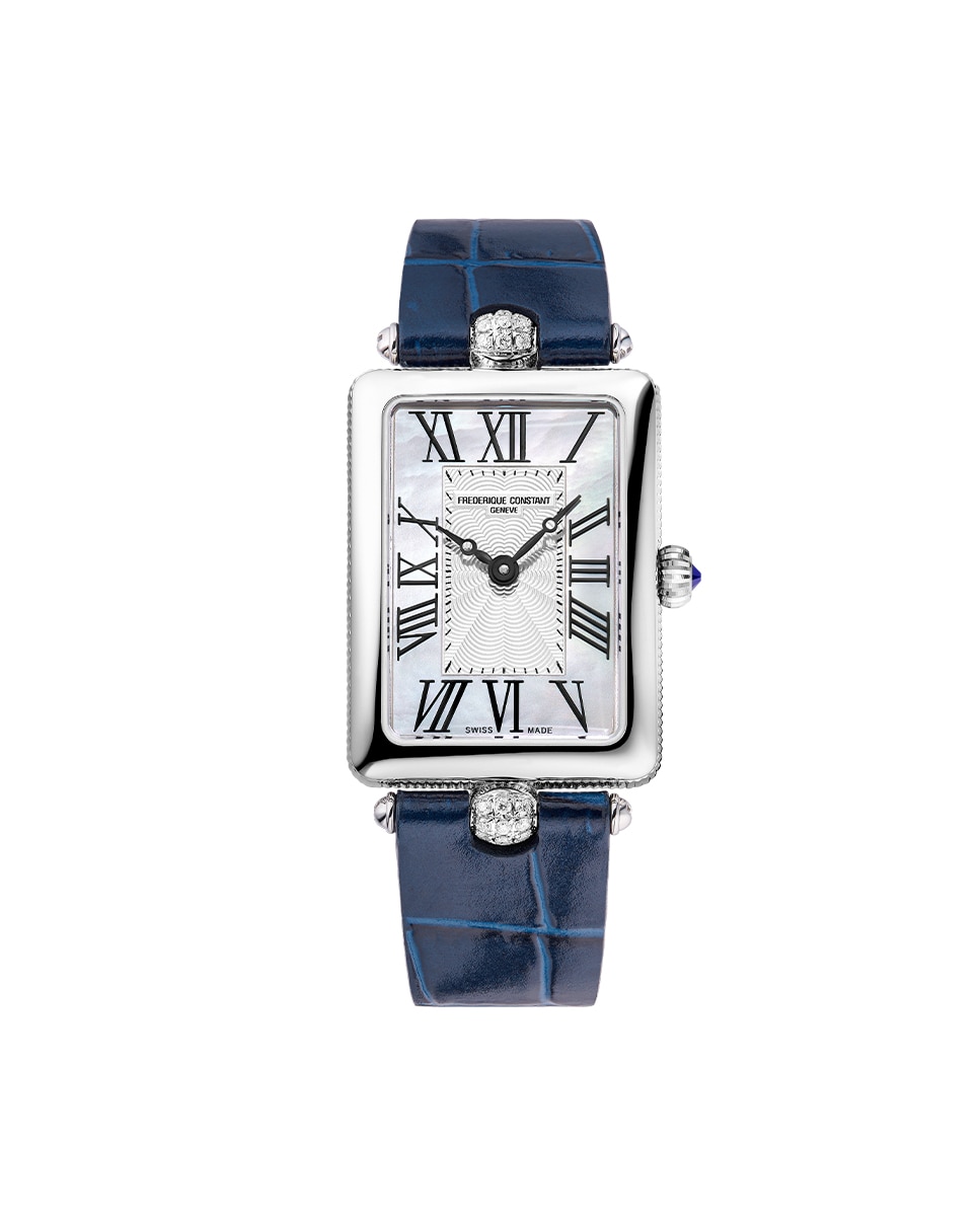 Reloj de mujer classics art deco carree fc-200mpw2ac2d6 caja de acero 28x20.70 mm esfera plata y blanca - Frederique Constant - Azul Azul-1