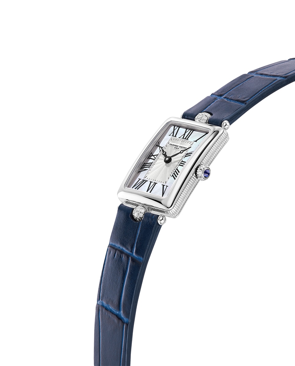 Reloj de mujer classics art deco carree fc-200mpw2ac2d6 caja de acero 28x20.70 mm esfera plata y blanca - Frederique Constant - Azul Azul-3