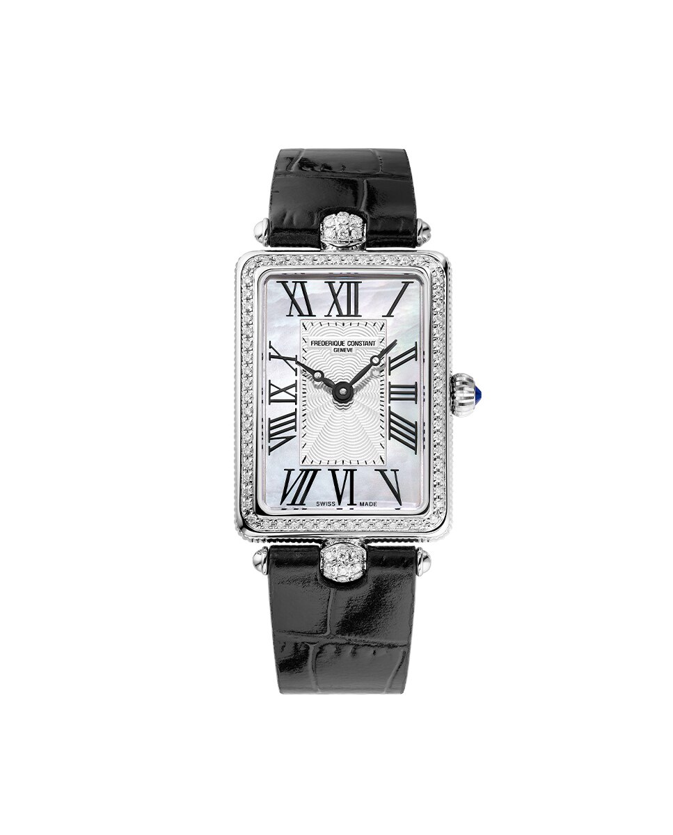 Imagen 0 de Reloj de mujer classics art deco carree fc-200mpw2acd6 caja de acero 28x20.70 mm esfera plata y blanca Negro