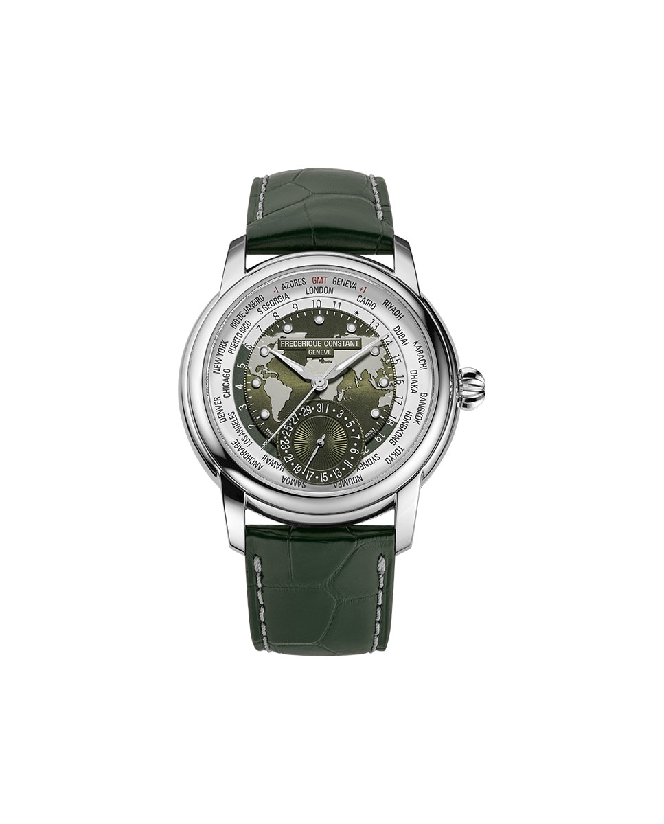 Imagen 0 de Reloj de hombre manufacture fc-718kwm4h6 manufacture classic worldtimer esfera caqui-plata caja de acero Verde