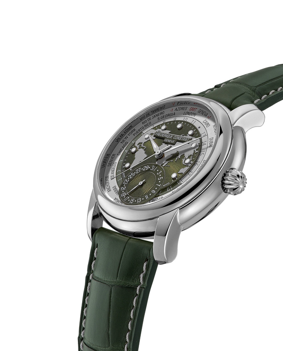 Reloj de hombre manufacture fc-718kwm4h6 manufacture classic worldtimer esfera caqui-plata caja de acero - Frederique Constant - Verde Verde-3