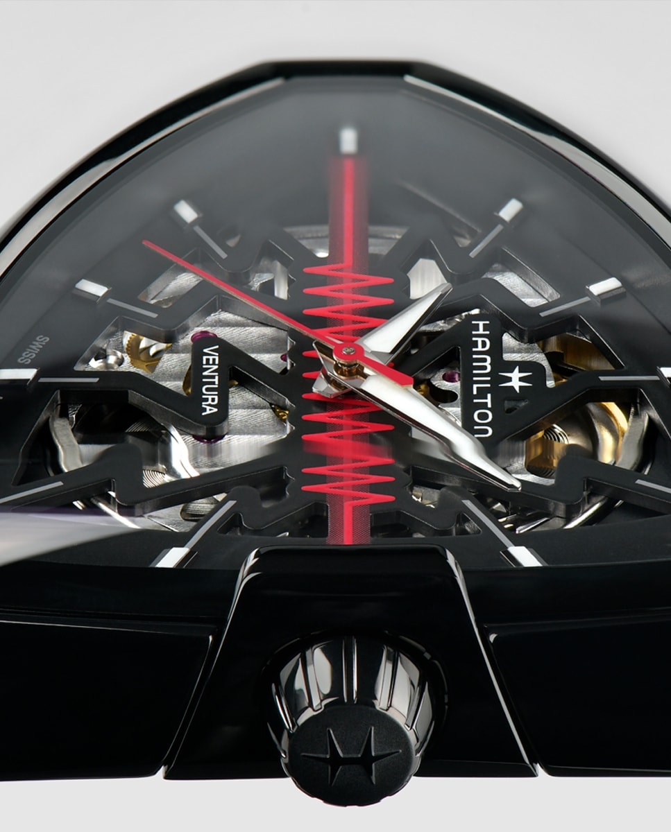 Reloj de hombre automático Ventura Elvis 80 Skeleton H24535331 con correa de caucho Negro-4