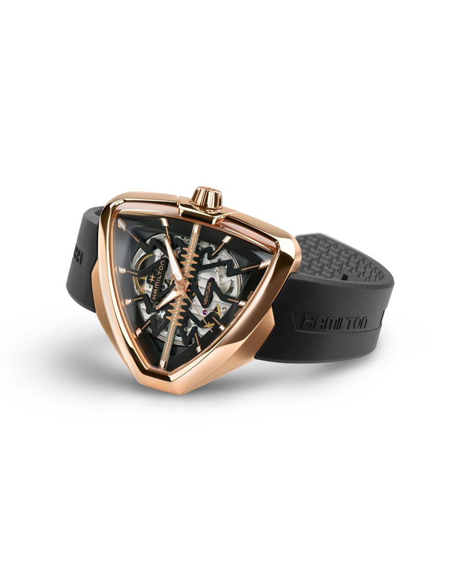 Reloj de hombre automático ventura elvis 80 skeleton h24525331 con correa de caucho - Hamilton - Marrón Marrón-2