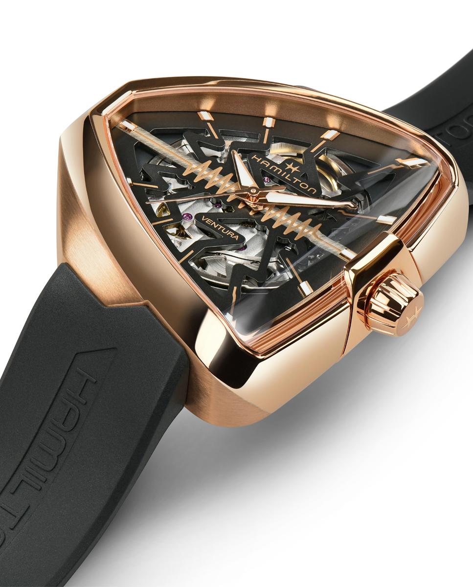 Reloj de hombre automático ventura elvis 80 skeleton h24525331 con correa de caucho - Hamilton - Marrón Marrón-3