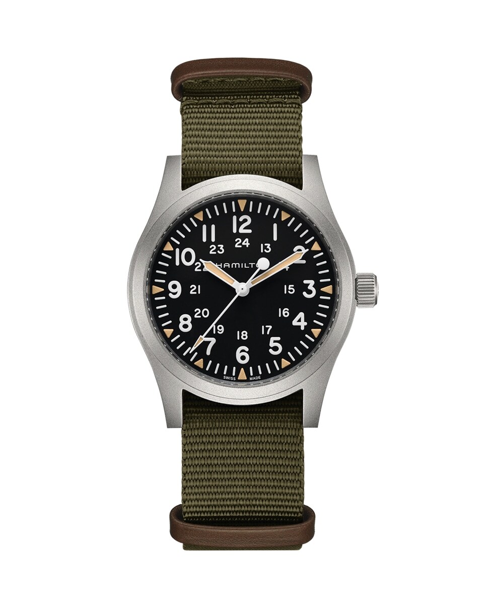 Reloj de hombre mecánico Khaki Field de 42 mm H69529933 con correa textil Verde-1