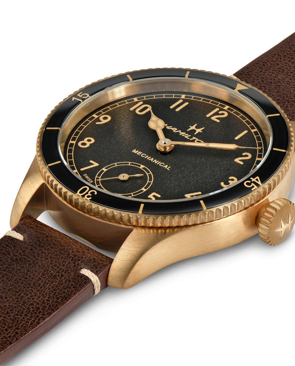 Reloj de hombre mecánico khaki aviation pilot pioneer bronze h76709530 con correa de piel - Hamilton - Marrón Marrón-3