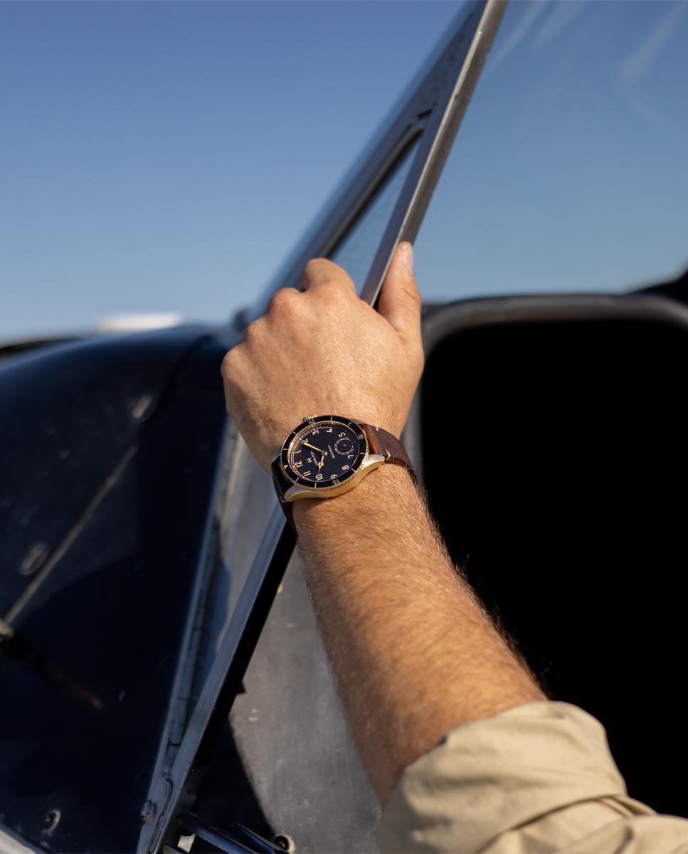 Reloj de hombre mecánico khaki aviation pilot pioneer bronze h76709530 con correa de piel - Hamilton - Marrón Marrón-4