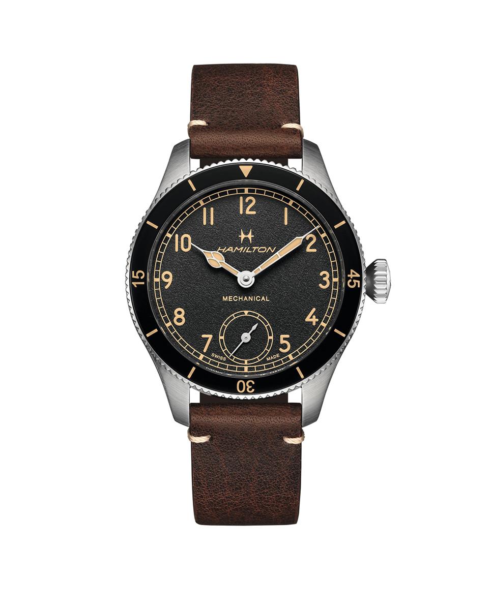 Imagen 0 de Reloj de hombre mecánico khaki aviation pilot pioneer h76719530 con correa de piel Gris