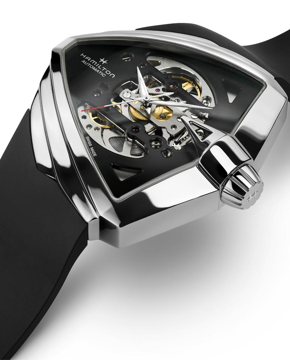 Reloj de hombre automático ventura xxl skeleton h24625330 con correa de caucho - Hamilton - Marrón Marrón-3