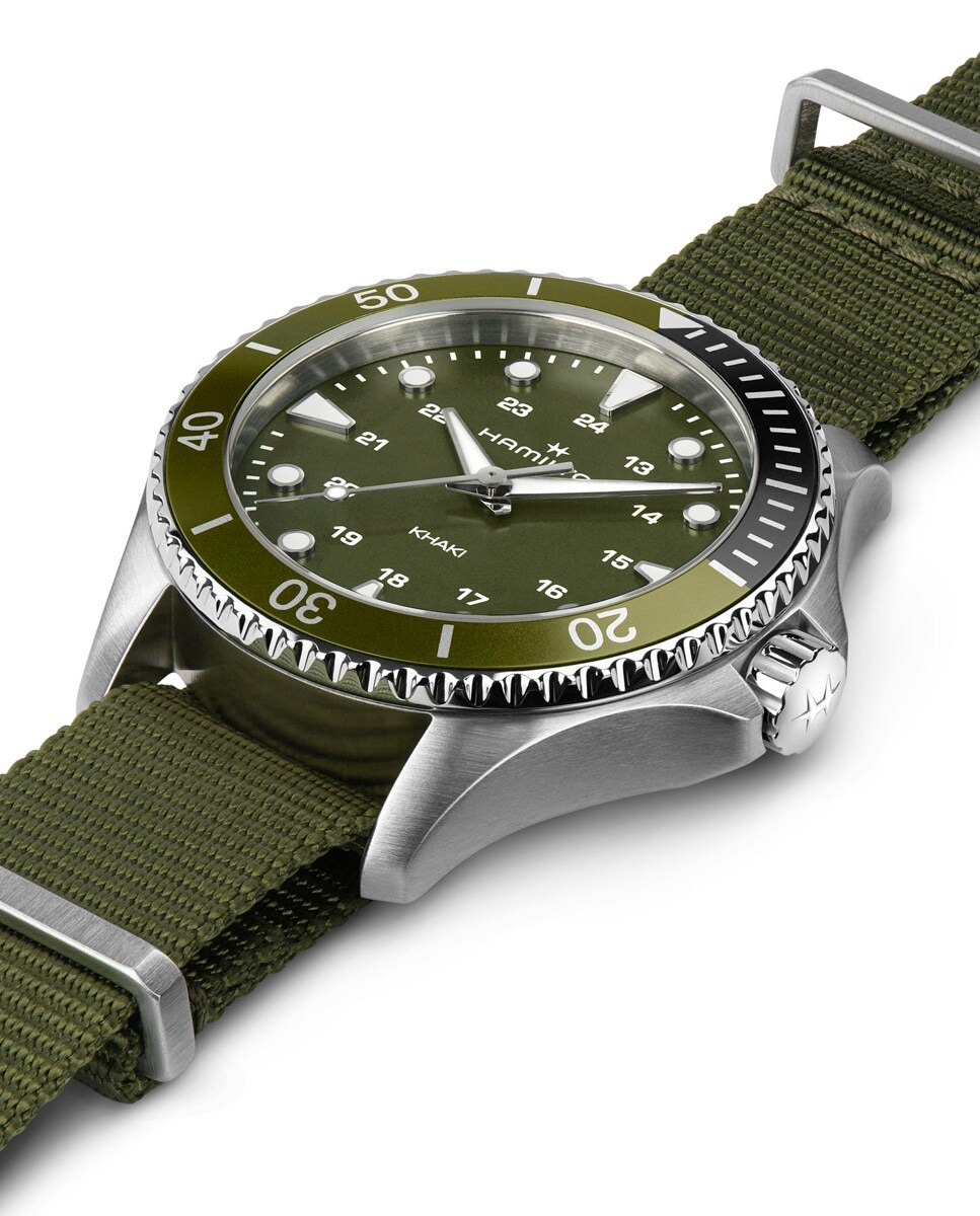Reloj de hombre Khaki Navy Scuba de 37 mm H82241961 con correa textil Verde-3