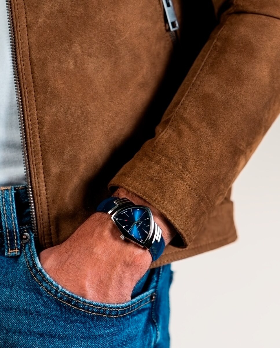 Reloj de hombre Ventura L de cuarzo H24411942 con correa de piel - Hamilton - Azul Azul-3
