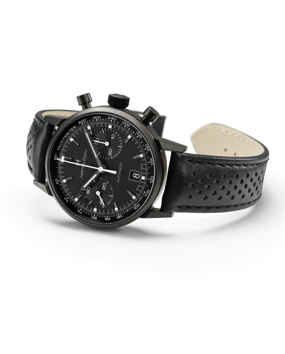 Reloj de hombre American Classic Intramatic automático de 40 mm H38446730 de piel con cronógrafo - Hamilton - Negro Negro-2