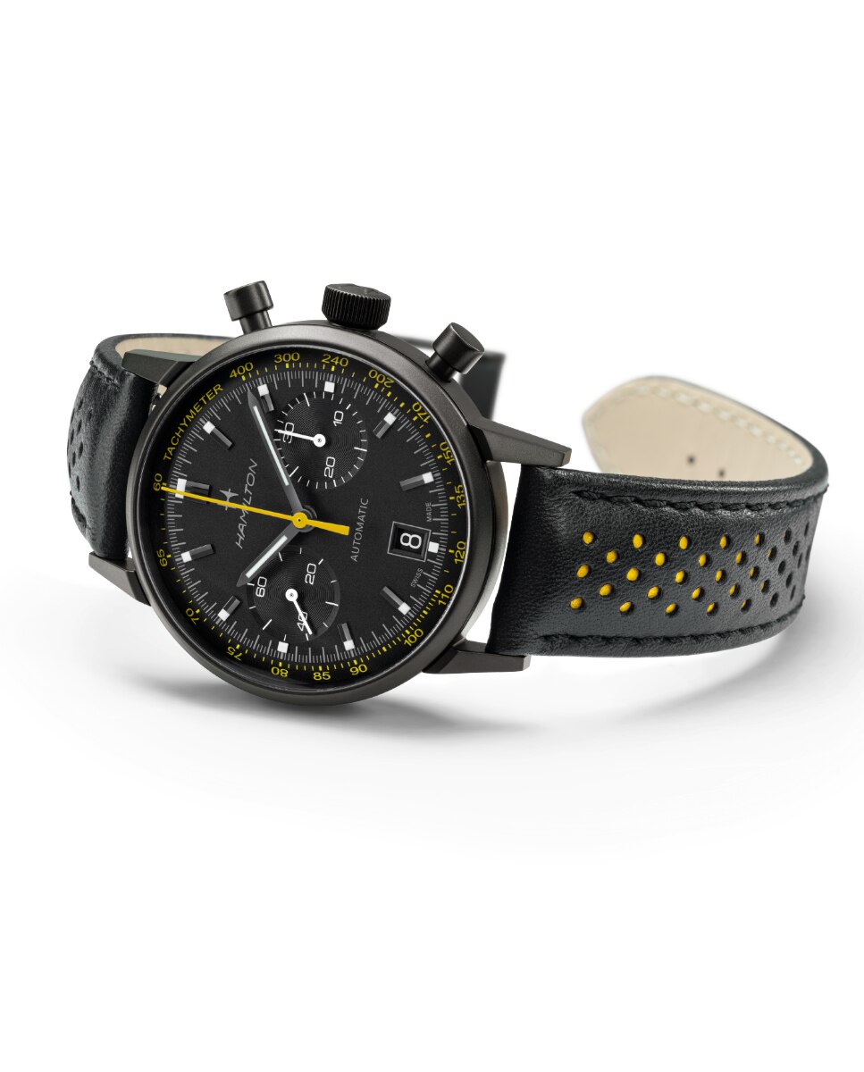 Reloj de hombre American Classic Intramatic automático de 40 mm H38446731 de piel con cronógrafo - Hamilton - Negro Negro-2